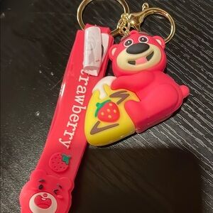 Strawberry Bear Keychain - Red